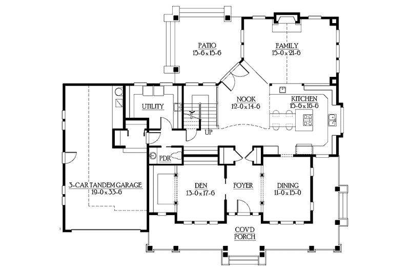 Dream House Plan - Floor Plan - Main Floor for Craftsman House Plan #132-331 - 3 bed, 2.5 bath