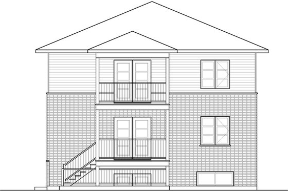 Exterior - Rear Elevation for Contemporary House Plan #23-2595 - 6 bed, 3 bath