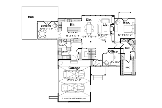 Floor Plan - Main Floor for Craftsman House Plan #928-199 - 3 bed, 2.5 bath