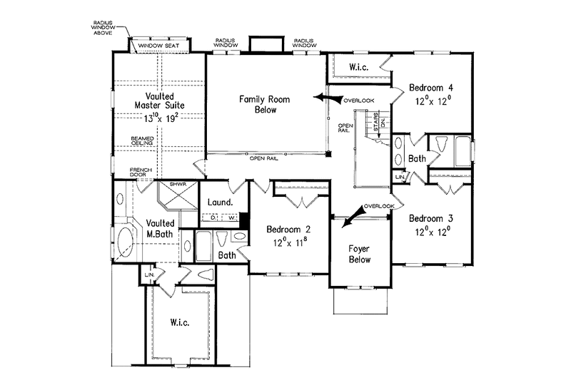 House Blueprint - Floor Plan - Upper Floor for Colonial House Plan #927-858 - 5 bed, 4 bath
