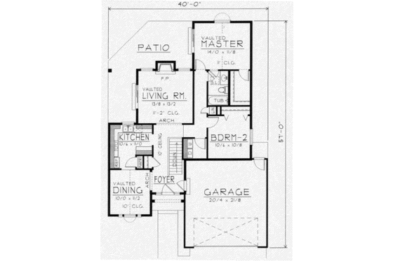 Floor Plan - Main Floor for Traditional House Plan #112-105 - 2 bed, 1 bath