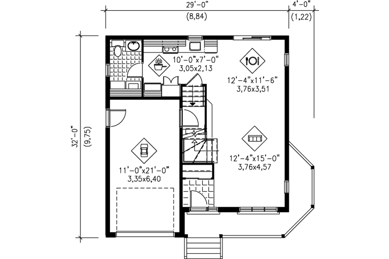 Dream House Plan - Floor Plan - Main Floor for Victorian House Plan #25-2172 - 3 bed, 1.5 bath