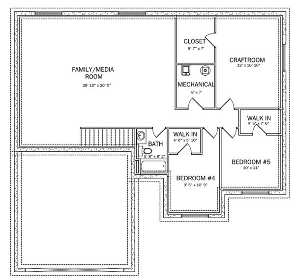 House Blueprint - Ranch Floor Plan - Lower Floor Plan #1060-14