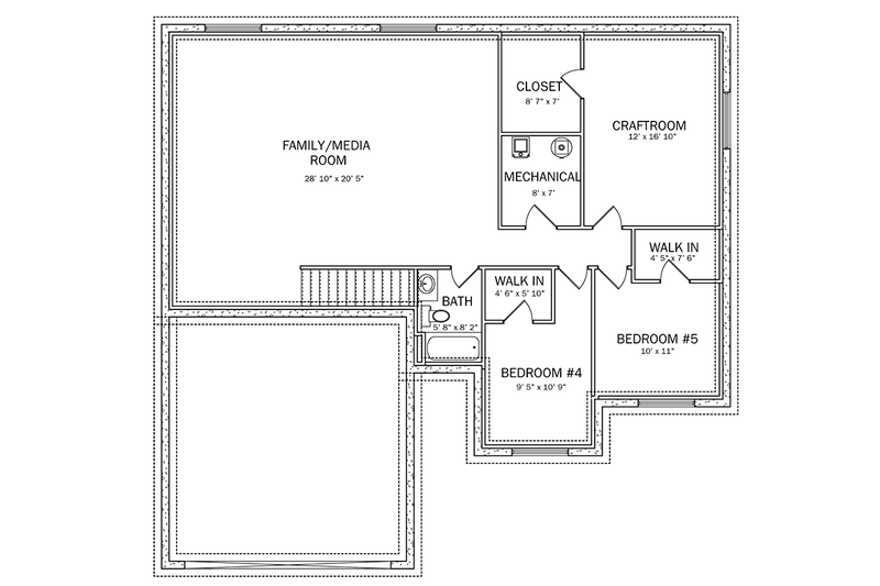 Dream House Plan - Floor Plan - Lower Floor for Ranch House Plan #1060-14 - 3 bed, 2 bath