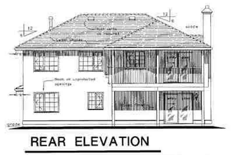 Architectural House Design - Exterior - Rear Elevation for European House Plan #18-213 - 3 bed, 1 bath