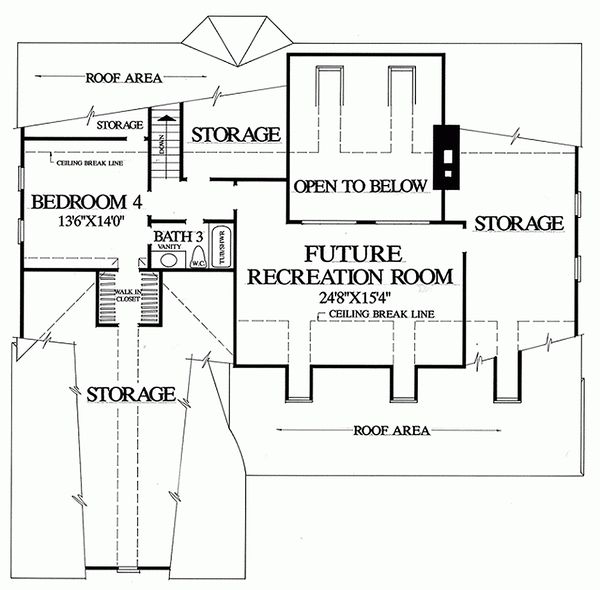 House Design - Upper level floor plan - 2100 square foot Country home