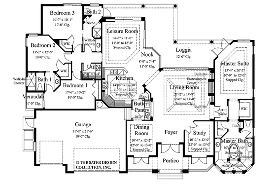 Floor Plan - Main Floor for Mediterranean House Plan #930-308 - 4 bed, 3 bath