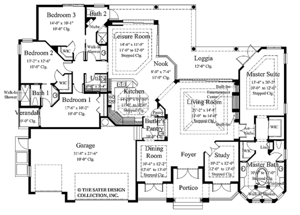 Architectural House Design - Mediterranean Floor Plan - Main Floor Plan #930-308