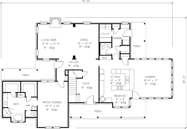 Architectural House Design - Victorian Floor Plan - Main Floor Plan #410-266