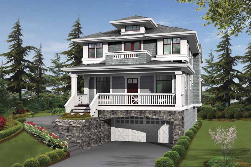 Architectural House Design - Prairie Exterior - Front Elevation Plan #132-364