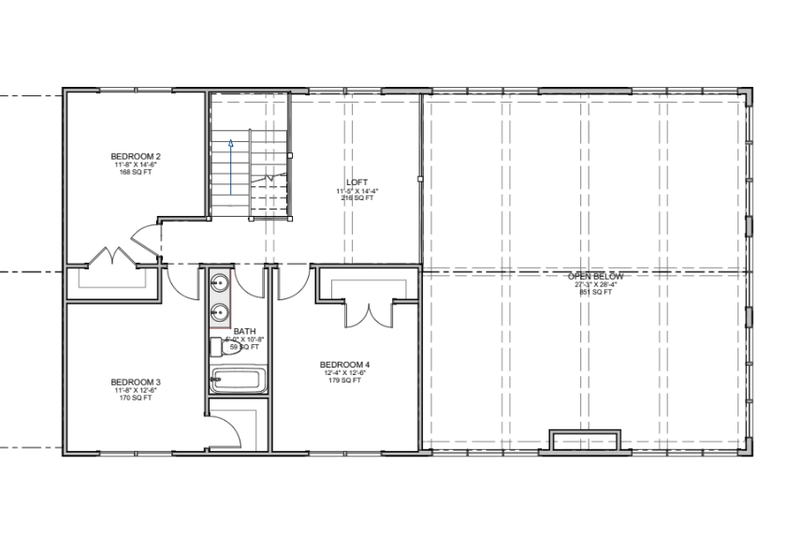 Architectural House Design - Floor Plan - Upper Floor for Barndominium House Plan #1116-13 - 4 bed, 2.5 bath