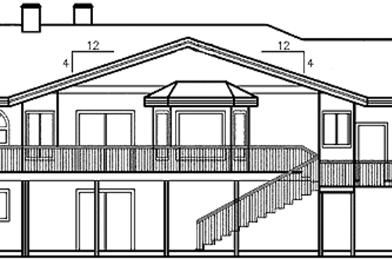 Exterior - Rear Elevation for Prairie House Plan #60-1031 - 4 bed, 3.5 bath
