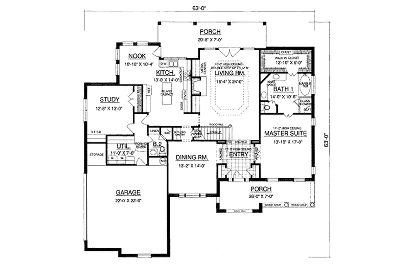 Dream House Plan - Floor Plan - Main Floor for European House Plan #40-343 - 3 bed, 3 bath