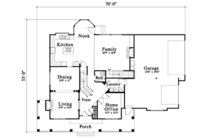 Floor Plan - Main Floor for Traditional House Plan #78-187 - 4 bed, 3.5 bath