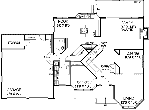 Dream House Plan - Traditional Floor Plan - Main Floor Plan #60-250