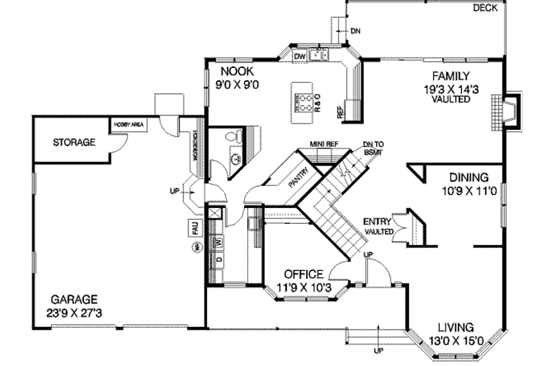Dream House Plan - Floor Plan - Main Floor for Traditional House Plan #60-250 - 3 bed, 2.5 bath