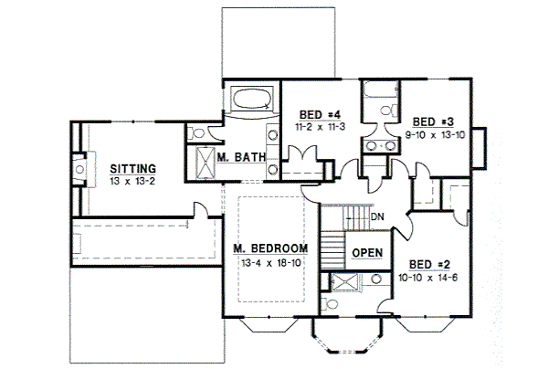 Traditional Floor Plan - Upper Floor Plan #67-558