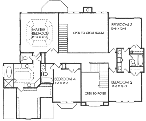 Architectural House Design - European Floor Plan - Upper Floor Plan #129-155