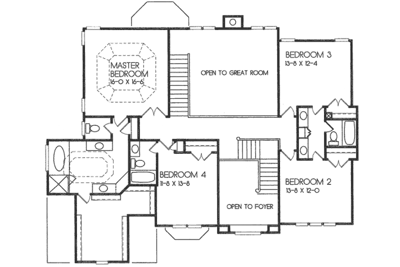 House Design - Floor Plan - Upper Floor 1 for European House Plan #129-155 - 5 bed, 4 bath