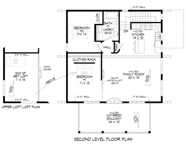 House Blueprint - Contemporary Floor Plan - Upper Floor Plan #932-562