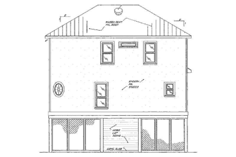 Architectural House Design - Exterior - Rear Elevation for Beach House Plan #37-150 - 3 bed, 3 bath