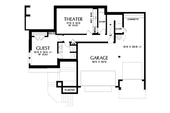 Floor Plan - Lower Floor for Craftsman House Plan #48-697 - 4 bed, 3.5 bath