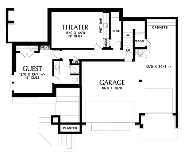 Dream House Plan - Craftsman Floor Plan - Lower Floor Plan #48-697