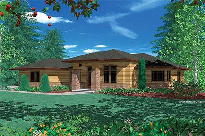 Architectural House Design - Prairie Exterior - Front Elevation Plan #48-293
