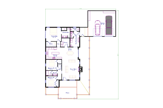 Floor Plan - Main Floor for Barndominium House Plan #1115-14 - 3 bed, 2.5 bath