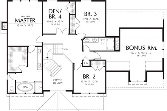 Floor Plan - Upper Floor for Farmhouse House Plan #48-105 - 4 bed, 2.5 bath