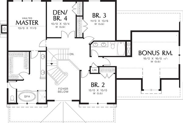 Farmhouse Floor Plan - Upper Floor Plan #48-105