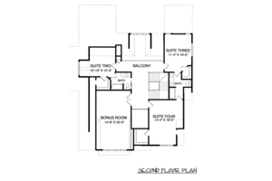 Floor Plan - Upper Floor for Craftsman House Plan #413-850 - 4 bed, 3.5 bath