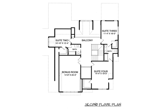 Floor Plan - Upper Floor for Craftsman House Plan #413-850 - 4 bed, 3.5 bath
