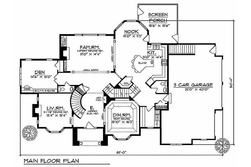 Home Plan - Floor Plan - Main Floor for European House Plan #70-535 - 4 bed, 3.5 bath