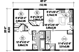 Floor Plan - Main Floor for Country House Plan #25-4816 - 3 bed, 1 bath