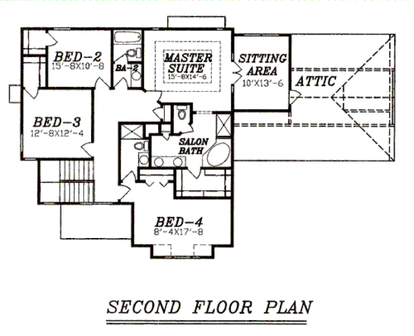 Traditional Floor Plan - Upper Floor Plan #405-193