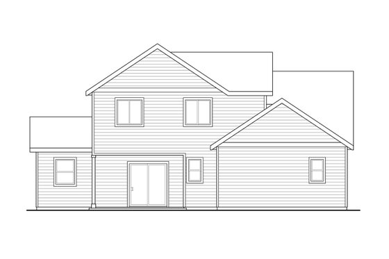 Exterior - Rear Elevation for Country House Plan #124-1215 - 4 bed, 2.5 bath