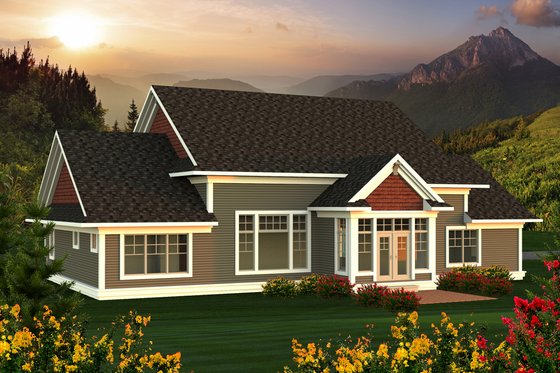 Exterior - Rear Elevation for Farmhouse House Plan #70-1172 - 3 bed, 2.5 bath