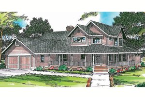 Country Exterior - Front Elevation Plan #124-173