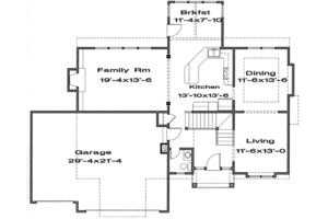Floor Plan - Main Floor for European House Plan #6-101 - 4 bed, 3.5 bath