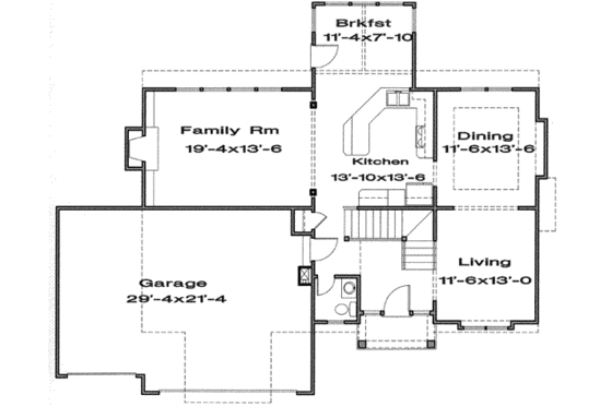 Floor Plan - Main Floor for European House Plan #6-101 - 4 bed, 3.5 bath