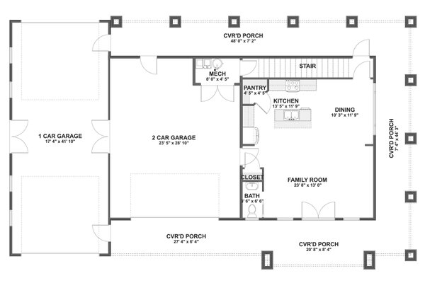 Dream House Plan - Floor Plan - Main Floor for Barndominium House Plan #1060-497 - 3 bed, 2.5 bath