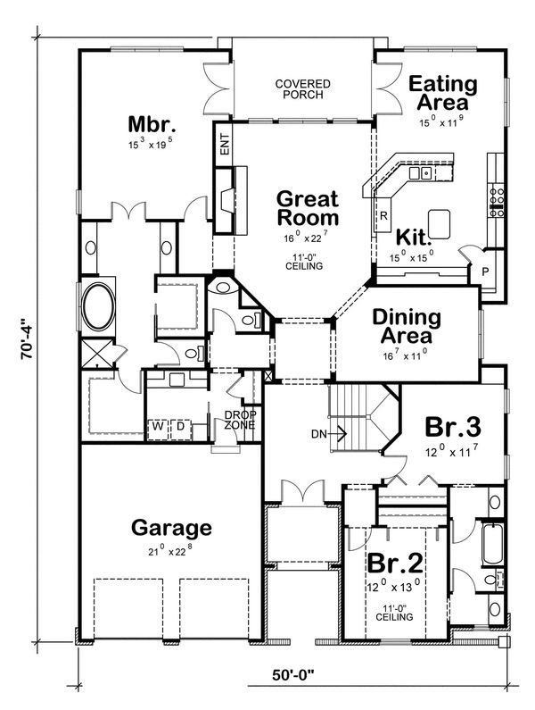 House Plan Design - Traditional Floor Plan - Main Floor Plan #20-2161