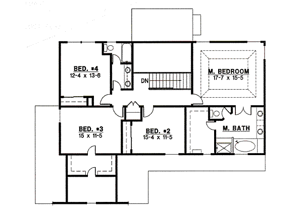 Traditional Floor Plan - Upper Floor Plan #67-843
