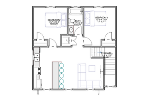 Floor Plan - Main Floor for Contemporary House Plan #1116-12 - 2 bed, 1.5 bath
