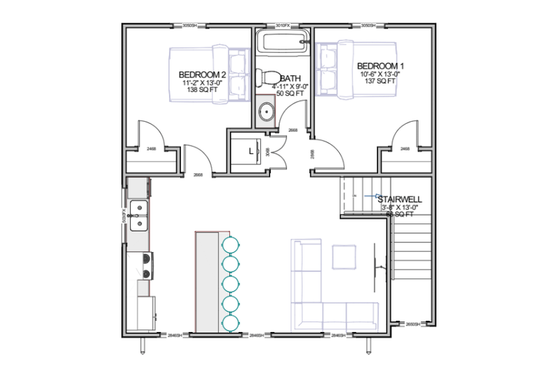 Architectural House Design - Floor Plan - Main Floor for Contemporary House Plan #1116-12 - 2 bed, 1.5 bath