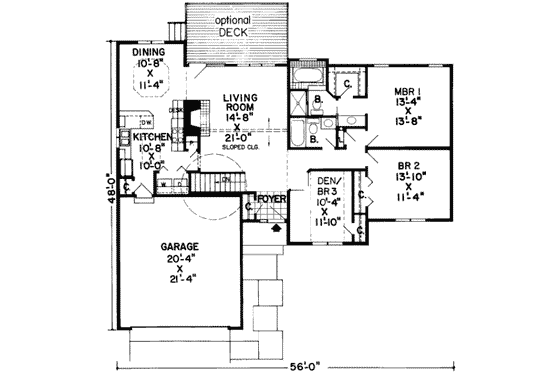 Floor Plan - Main Floor for Traditional House Plan #312-435 - 3 bed, 2 bath