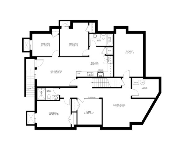 House Blueprint - Beach Floor Plan - Lower Floor Plan #1114-17