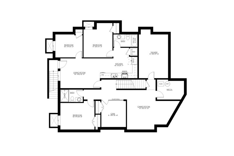 House Blueprint - Floor Plan - Lower Floor for Beach House Plan #1114-17 - 3 bed, 3.5 bath