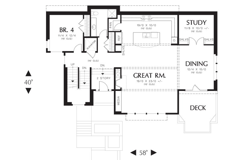 Architectural House Design - Floor Plan - Main Floor for Modern House Plan #48-613 - 4 bed, 4 bath